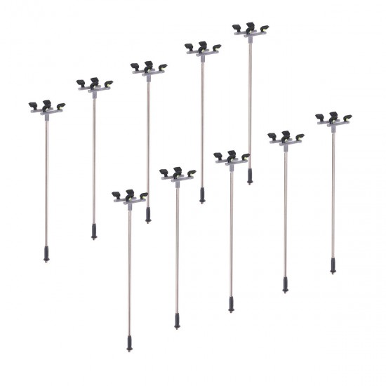 10Pcs/Set HO Scale 1:100 Model Railroad Train LED Street Light Lamps Post 4 Heads Street Light