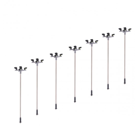 10Pcs/Set HO Scale 1:100 Model Railroad Train LED Street Light Lamps Post 4 Heads Street Light