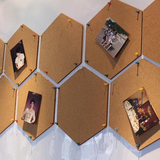 10Pcs/Set Soft Hexagon Board Cork Tiles Wood Sheet Notice Board Wall Bulletin Boards Photo Frame w/ Full Sticky Back for Pictures Photos Notes 10Pcs/Set Soft Hexagon Board Cork Tiles Wood Sheet Notice Board Wall Bulletin Boards Photo Frame w/ Full Sticky Back for Pictures Photos Notes