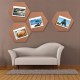 10Pcs/Set Soft Hexagon Board Cork Tiles Wood Sheet Notice Board Wall Bulletin Boards Photo Frame w/ Full Sticky Back for Pictures Photos Notes