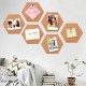 10Pcs/Set Soft Hexagon Board Cork Tiles Wood Sheet Notice Board Wall Bulletin Boards Photo Frame w/ Full Sticky Back for Pictures Photos Notes