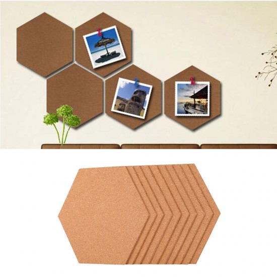 10Pcs/Set Soft Hexagon Board Cork Tiles Wood Sheet Notice Board Wall Bulletin Boards Photo Frame w/ Full Sticky Back for Pictures Photos Notes 10Pcs/Set Soft Hexagon Board Cork Tiles Wood Sheet Notice Board Wall Bulletin Boards Photo Frame w/ Full Sticky Back for Pictures Photos Notes