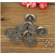 10Set DIY Leather Handbag Wallet Decoration with Antique Round Buttons and Sliver Rivets Hole Flower