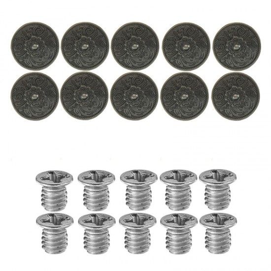 10Set DIY Leather Handbag Wallet Decoration with Antique Round Buttons and Sliver Rivets Hole Flower 10Set DIY Leather Handbag Wallet Decoration with Antique Round Buttons and Sliver Rivets Hole Flower