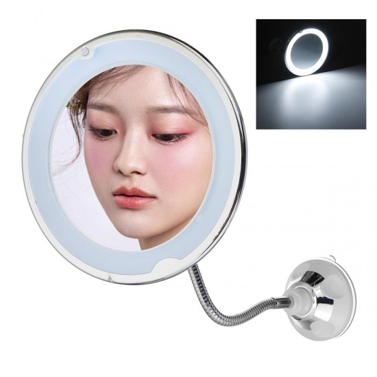 10X Magnifying Flexible LED Makeup Mirror Light 360° Rotary Super Suction Mirrors