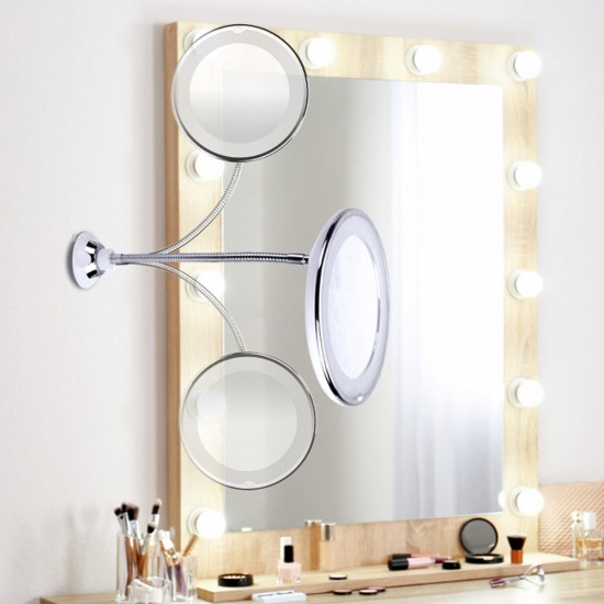 10X Magnifying Flexible LED Makeup Mirror Light 360° Rotary Super Suction Mirrors 10X Magnifying Flexible LED Makeup Mirror Light 360° Rotary Super Suction Mirrors