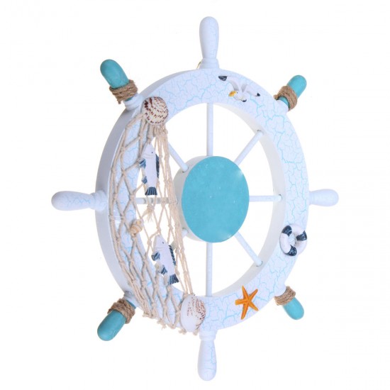 11'' Beach Wooden Boat Ship Steering Wheel Nautical Beach Fish Net Shell Decorations 11'' Beach Wooden Boat Ship Steering Wheel Nautical Beach Fish Net Shell Decorations
