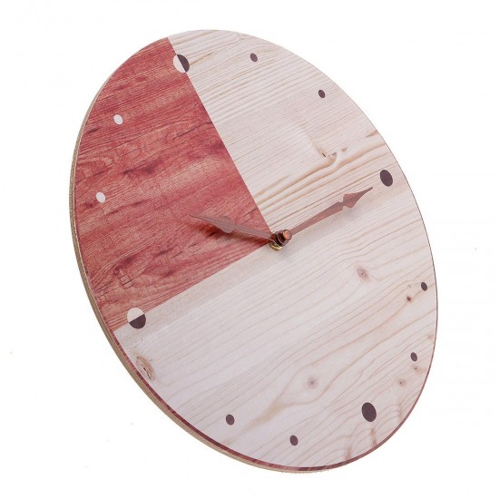 11'' Retro Round Wooden Wall Clock DIY Digital Round Room Home Office Bar Decor
