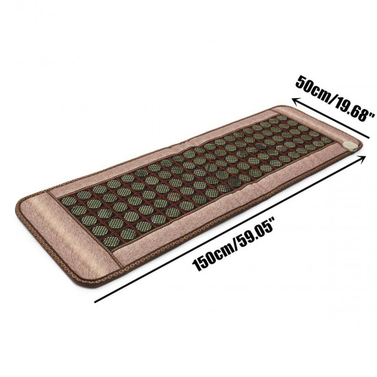 110V Natural Jade Tourmaline Massage Stones Infrared Heating Mat Massager Accessories 50*150CM