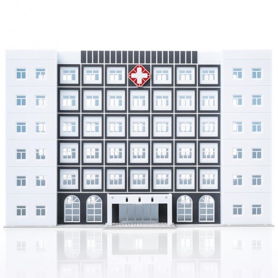 1/150 N Scale Hospital Buildings Model Office Skyscraper Assembled Plastic Parts