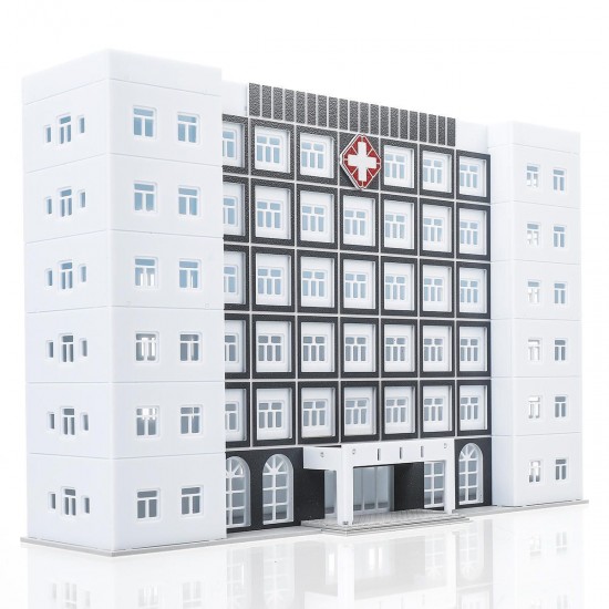 1/150 N Scale Hospital Buildings Model Office Skyscraper Assembled Plastic Parts