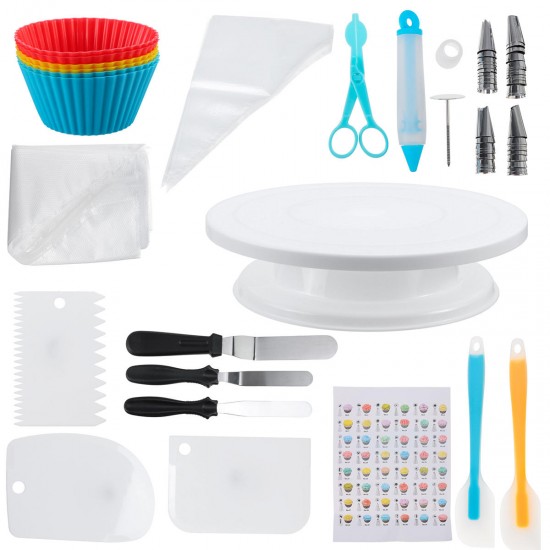 117pcs Cake Decorations Kit Supplies Cake Turntable Spatula Bag Pastry Nozzle Tool Set