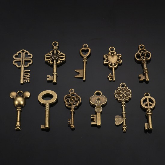 11pcs Mixed Antique Vtg old look Ornate Bronze Skeleton Keys Lot Pendant Fancy Heart Decorations 11pcs Mixed Antique Vtg old look Ornate Bronze Skeleton Keys Lot Pendant Fancy Heart Decorations