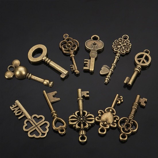 11pcs Mixed Antique Vtg old look Ornate Bronze Skeleton Keys Lot Pendant Fancy Heart Decorations 11pcs Mixed Antique Vtg old look Ornate Bronze Skeleton Keys Lot Pendant Fancy Heart Decorations