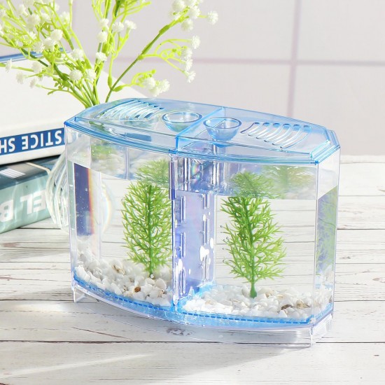 1/2 Grids Mini Betta Aquarium Fish Tank Isolation Box Portable With Divider