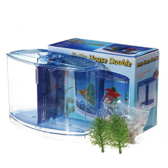 1/2 Grids Mini Betta Aquarium Fish Tank Isolation Box Portable With Divider