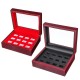 12 Holes Wooden Box For Championship Ring Collection Display Red Black 12 Holes Wooden Box For Championship Ring Collection Display Red Black