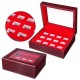 12 Holes Wooden Box For Championship Ring Collection Display Red Black 12 Holes Wooden Box For Championship Ring Collection Display Red Black