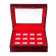 12 Holes Wooden Box For Championship Ring Collection Display Red Black 12 Holes Wooden Box For Championship Ring Collection Display Red Black
