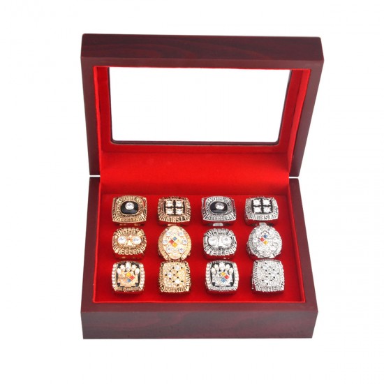 12 Holes Wooden Box For Championship Ring Collection Display Red Black 12 Holes Wooden Box For Championship Ring Collection Display Red Black