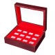 12 Holes Wooden Box For Championship Ring Collection Display Red Black 12 Holes Wooden Box For Championship Ring Collection Display Red Black