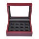 12 Holes Wooden Box For Championship Ring Collection Display Red Black