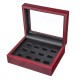 12 Holes Wooden Box For Championship Ring Collection Display Red Black 12 Holes Wooden Box For Championship Ring Collection Display Red Black