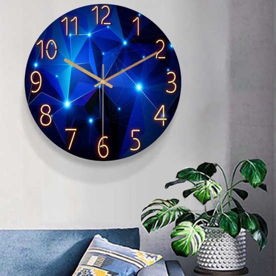 12 Inch Fashion Glass Quartz Clock Home Living Quiet Silent Simple Clock