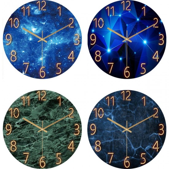 12 Inch Fashion Glass Quartz Clock Home Living Quiet Silent Simple Clock