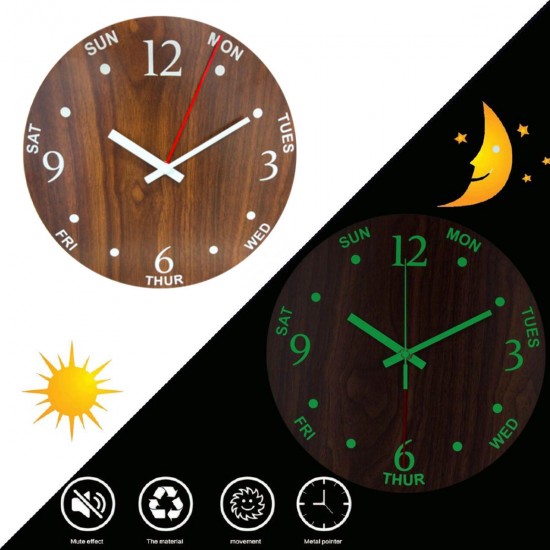 12 Inch Luminous Wall Clock Quartz Clocks Home Bedroom Decorations Glow In The Dark