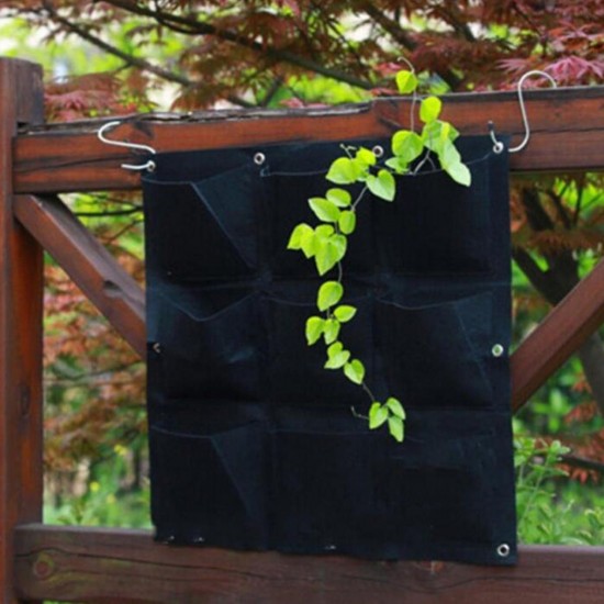 12 Pockets Vertical Garden Hanging Felt Planter Wall Mount Indoor Outdoor Aeration Growing Bag