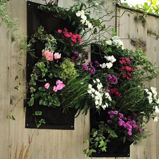 12 Pockets Vertical Garden Hanging Felt Planter Wall Mount Indoor Outdoor Aeration Growing Bag