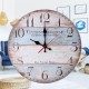 12'' Retro Round Wooden Wall Clock Home Office Decor Farmhouse Plank Clocks