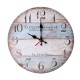 12'' Retro Round Wooden Wall Clock Home Office Decor Farmhouse Plank Clocks