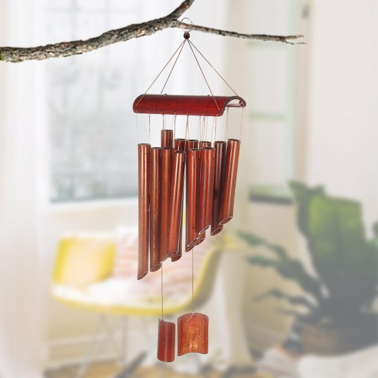 12 Tubes Bamboo Wind Chime Wooden Garden Yark Patio Home Decorations Hanging Ornament