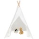120x120x150cm White Canvas Kids Teepee Children Home Game Toy Play Tent Cubby