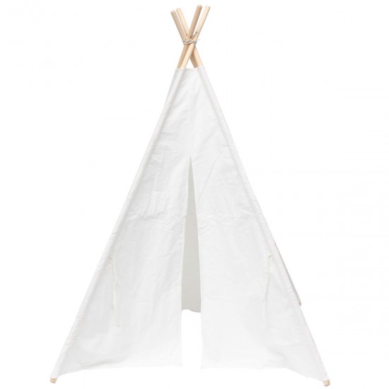 120x120x150cm White Canvas Kids Teepee Children Home Game Toy Play Tent Cubby