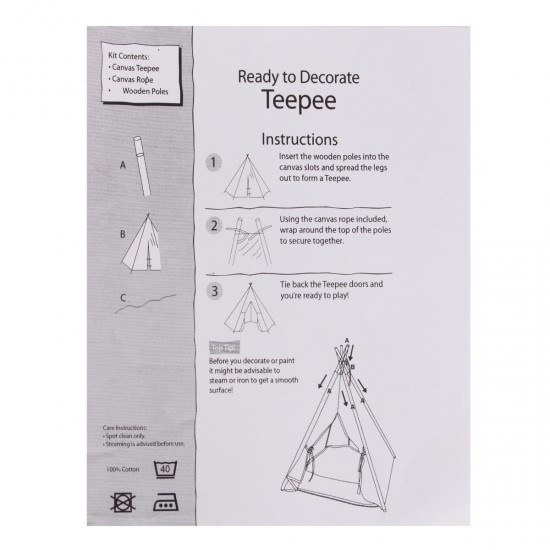 120x120x150cm White Canvas Kids Teepee Children Home Game Toy Play Tent Cubby 120x120x150cm White Canvas Kids Teepee Children Home Game Toy Play Tent Cubby