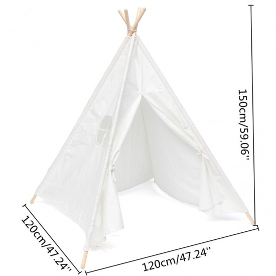 120x120x150cm White Canvas Kids Teepee Children Home Game Toy Play Tent Cubby 120x120x150cm White Canvas Kids Teepee Children Home Game Toy Play Tent Cubby