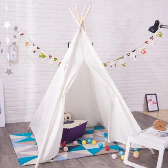 120x120x150cm White Canvas Kids Teepee Children Home Game Toy Play Tent Cubby 120x120x150cm White Canvas Kids Teepee Children Home Game Toy Play Tent Cubby