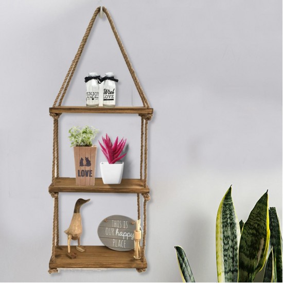 1/2/3Tier Wooden Wall Mounted Rope Floating Storage Shelf Kitchen Rack Hanging Shelves Holder 1/2/3Tier Wooden Wall Mounted Rope Floating Storage Shelf Kitchen Rack Hanging Shelves Holder