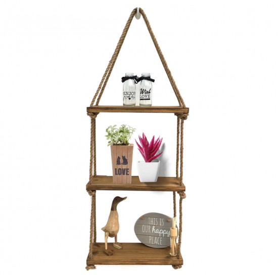1/2/3Tier Wooden Wall Mounted Rope Floating Storage Shelf Kitchen Rack Hanging Shelves Holder 1/2/3Tier Wooden Wall Mounted Rope Floating Storage Shelf Kitchen Rack Hanging Shelves Holder
