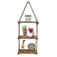 1/2/3Tier Wooden Wall Mounted Rope Floating Storage Shelf Kitchen Rack Hanging Shelves Holder