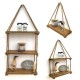 1/2/3Tier Wooden Wall Mounted Rope Floating Storage Shelf Kitchen Rack Hanging Shelves Holder