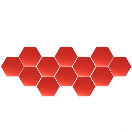 12Pcs 18.4cm Mirror Wall Sticker Hexagon Removable Acrylic 3D Mirror Self Adhesive DIY Decor