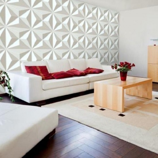 12Pcs 3D PVC Wall Paper Panel Tiles Diamond Design Room Background Home Decor Sticker 500x500mm
