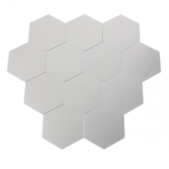 12Pcs 8cm Mirror Wall Sticker Hexagon Removable Acrylic 3D Mirror DIY Home Room Decor Art