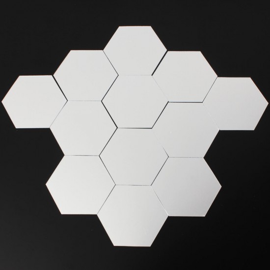 12Pcs 8cm Mirror Wall Sticker Hexagon Removable Acrylic 3D Mirror DIY Home Room Decor Art 12Pcs 8cm Mirror Wall Sticker Hexagon Removable Acrylic 3D Mirror DIY Home Room Decor Art