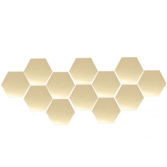 12Pcs 8cm Mirror Wall Sticker Vinyl Hexagon Removable Acrylic 3D Mirror DIY Home Room Decor Art