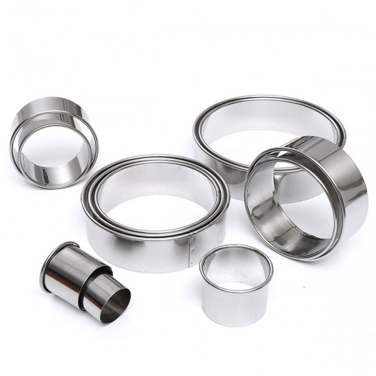 12Pcs DIY Round Stainless Steel Mousse Circle Ring Molds Cake Cookie Pastry Baking Cutter Mould Set